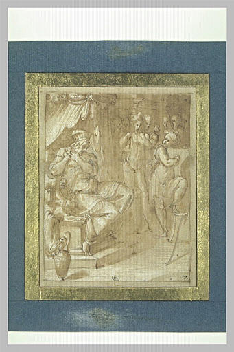 David enfant jouant de la harpe devant le roi Saül_0