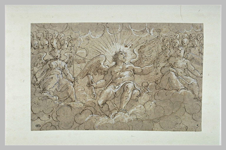 Un archange entouré d'anges sur des nuages_0
