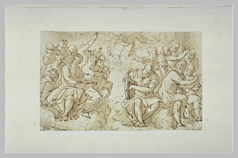 Deux groupes de figures assises, sur des nuages : princes séculiers_0