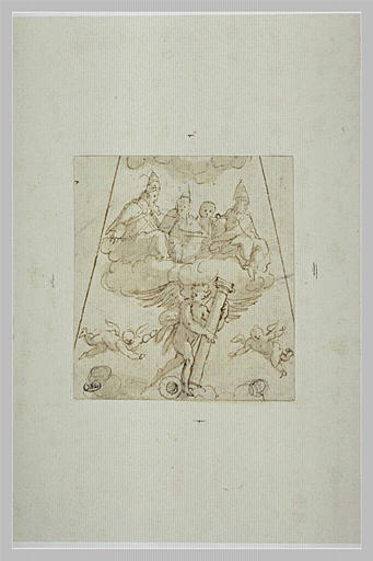 Quatre figures d'évêques ou de pontifes, au dessus d'un ange_0