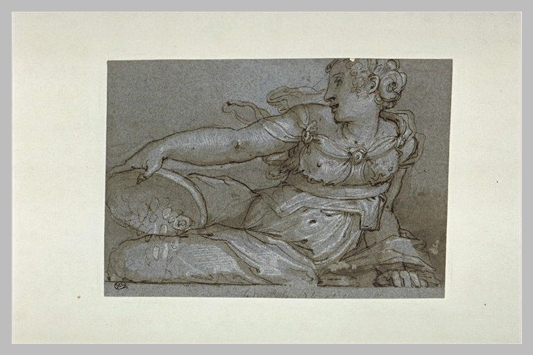 Femme étendue, tenant une corbeille pleine de monnaie : la Libéralité_0