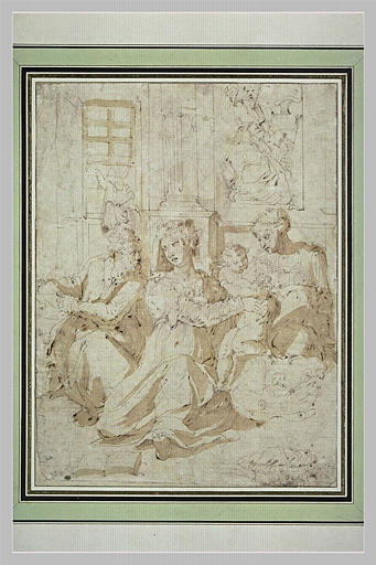 Sainte Famille avec saint Jean-Baptiste, sainte Anne ou sainte Elisabeth_0