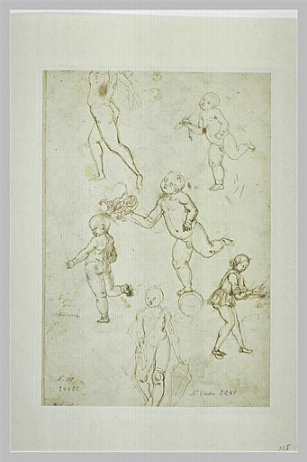 Trois enfants ; un putto ; un homme nu courant ; un ouvrier_0