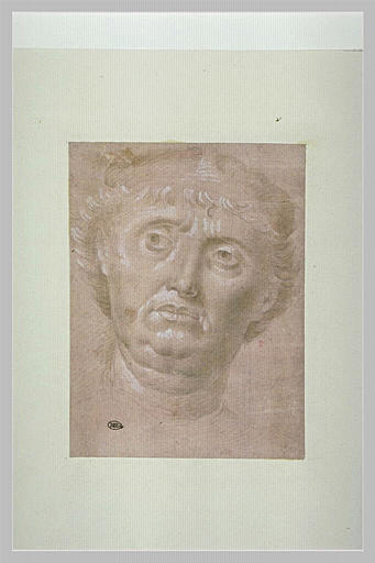 Tête d'homme, vue de face, les yeux tournés vers la gauche_0