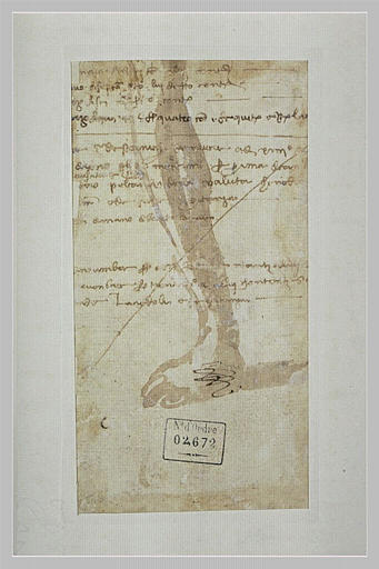 Etude de jambe et fragment de texte manuscrit_0