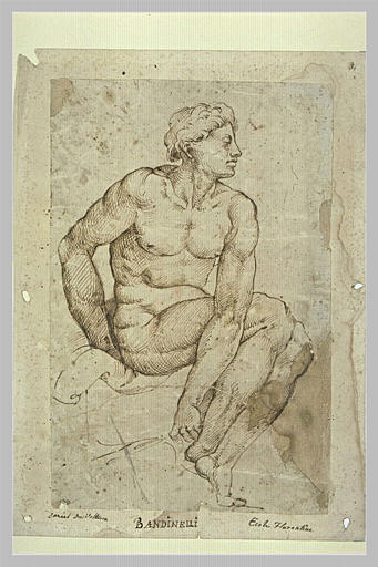 Jeune homme nu, assis, de profil vers la droite_0