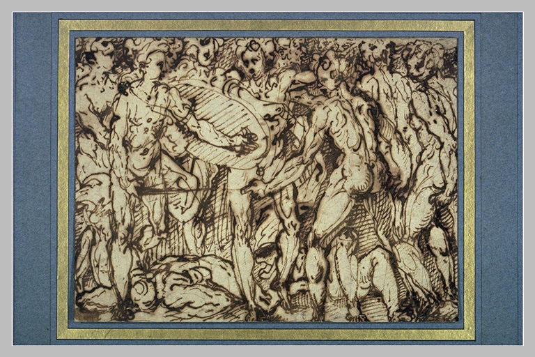 Groupe de figures nues combattant_0