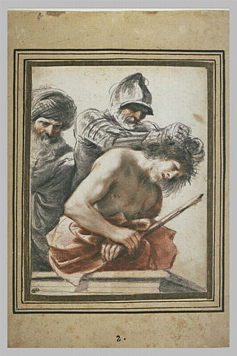 Pilate regarde un soldat poser sur la tête du Christ une couronne d'épines_0