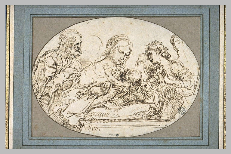Vierge prenant l'Enfant dans ses bras devant saint Joseph et un ange_0