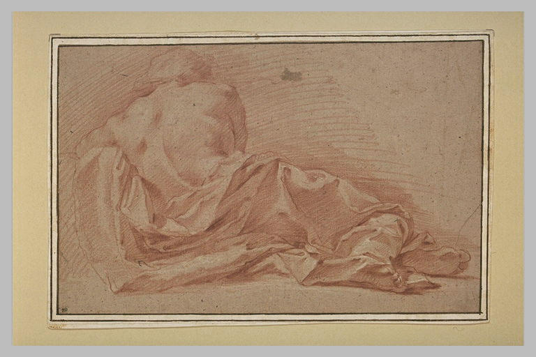 Un homme à demi drapé étendu, vu de dos_0