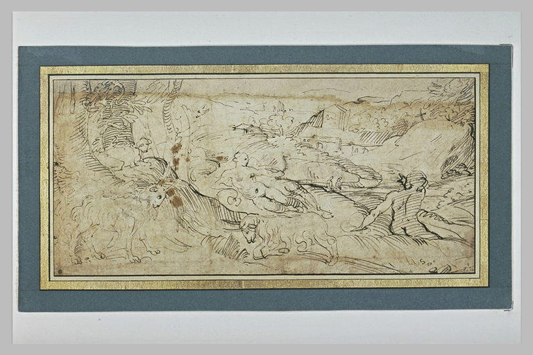 Paysage avec deux nymphes et deux chèvres_0