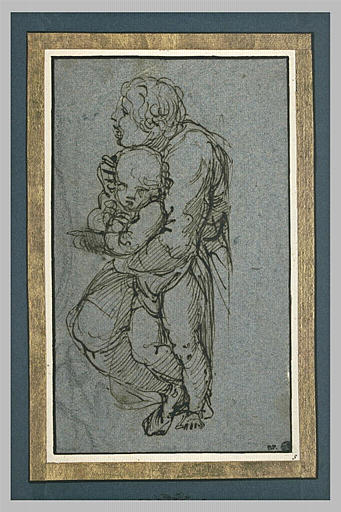 Figure agenouillée tenant un enfant_0
