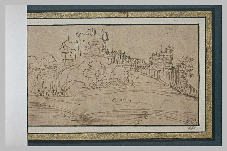 Un chateau-fort, dans un paysage_0