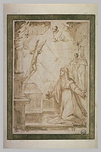 Sainte Catherine de Sienne devant un crucifix, reçevant les stigmates_0