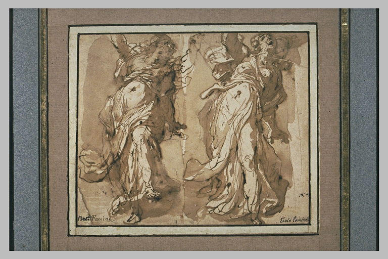 Deux études de femme drapée, debout, semblant éprouver de la douleur_0