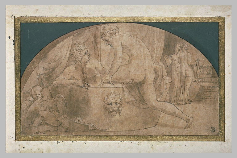Mars et Vénus au bain, deux amours et deux servantes_0