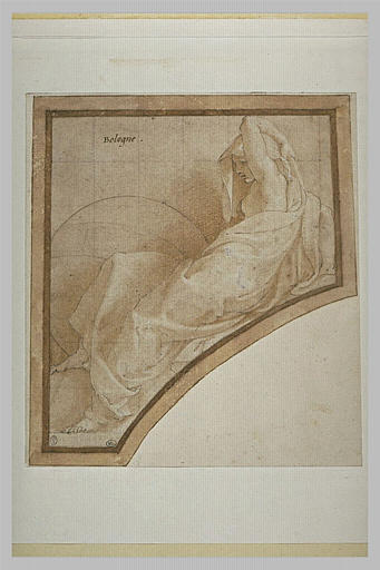 Uranie, assise, de profil vers la gauche, une sphère à ses côtés_0