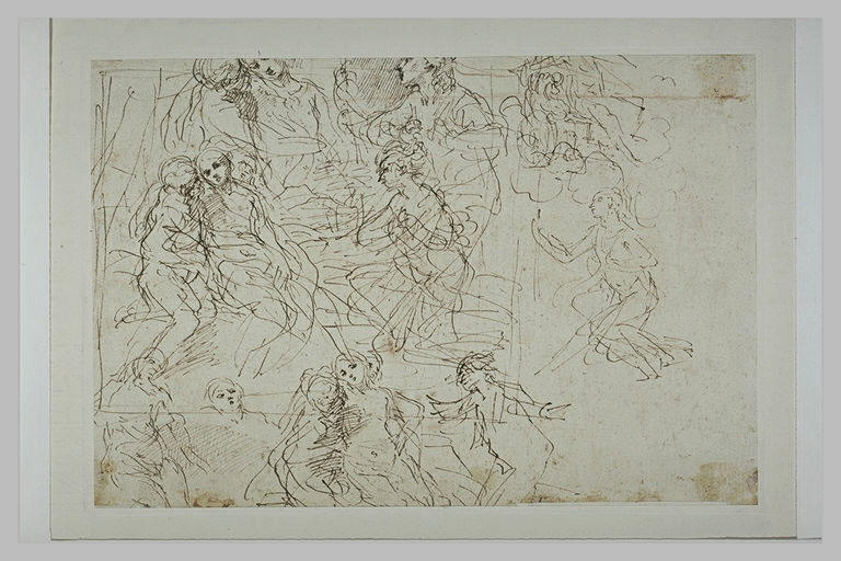 Etudes pour une figure soutenant une femme devant une troisième agenouillée_0
