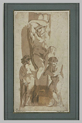 Atlante entre deux putti_0