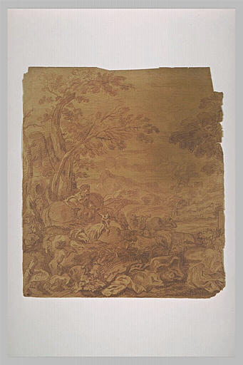 Paysage avec un homme jouant de la flûte devant des animaux et trois figures_0