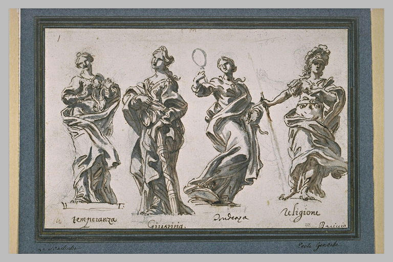 Quatre Vertus debout : la Tempérance, la Justice, la Prudence et la Religion_0