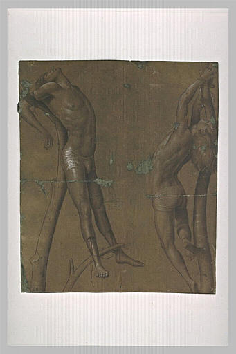 Deux condamnés attachés attachés à des arbres_0