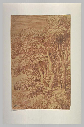 Paysage avec un bouquet d'arbres sur un tertre_0