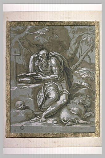 Saint Jérôme, assis, lisant_0