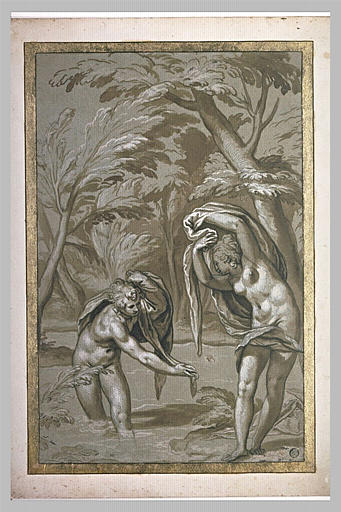 Hermaphrodite nu, dans le lac, devant la nymphe Salmacis_0