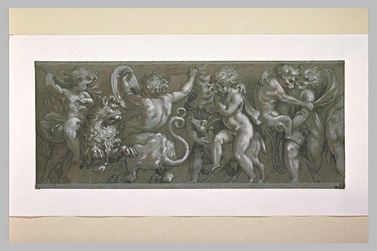 Frise composée d'enfants, de monstres et d'animaux_0