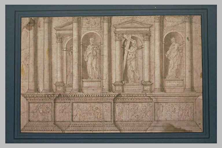 Bas-reliefs et quatre statues de saints_0