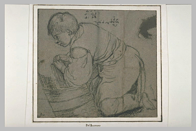 Un enfant accroupi, tourné à gauche_0