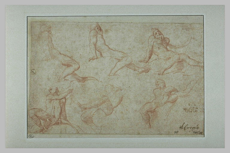 Six études d'homme barbu, nu, assis_0