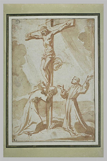 Le Christ sur la Croix adoré par deux franciscains_0