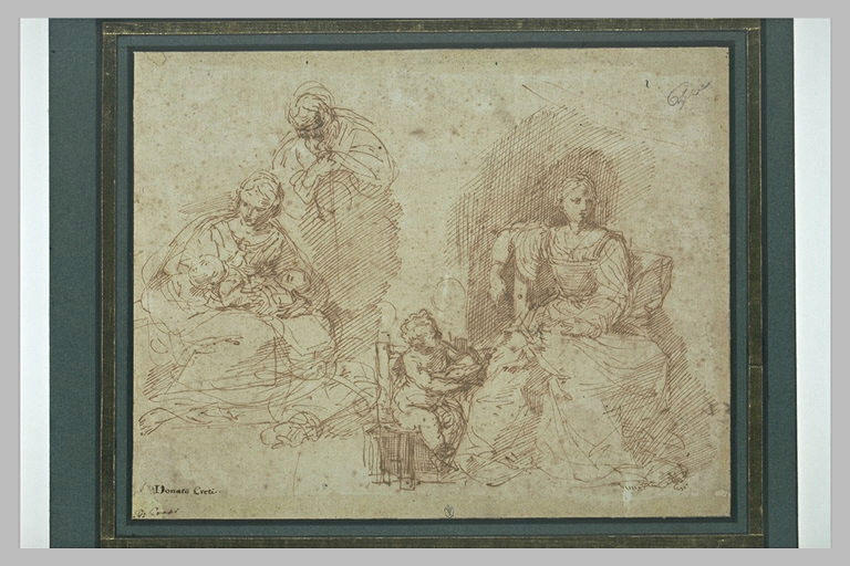 Une Sainte Famille, et femme assise à côté d'un enfant_0