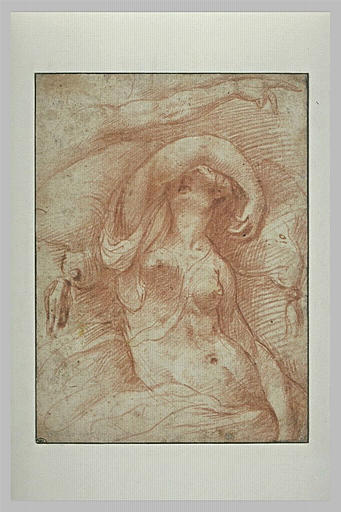 Femme nue, à demi étendue sur un lit, et étude d'un bras tendu_0