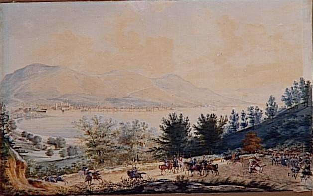 Vue de la ville de Salo et du lac de Guarda le 31 juillet 1796 ; Arrivée des français par la route de Dezenzano en vue de la ville de Salo et du lac de Guarda pour dégager le général Guyeux et 600 hommes assiègés dans la maison Martinenga le 31 juillet 1796 (autre titre)_0