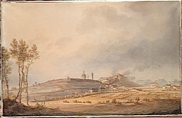 Vue de la ville et du château de Lonato le 3 août 1796 ; Vue des villes et château de Lonato. Attaque pour couper les autrichiens qui se retirent sur Salo le 3 août 1796 (autre titre)_0