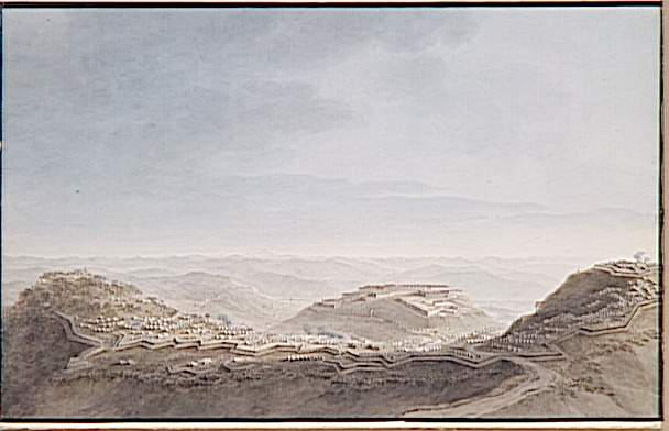 Vue du fort de Ceva le 16 avril 1796 ; Evacuation du camp retranché des piémontais au fort de Ceva le 16 avril 1796 (autre titre)_0