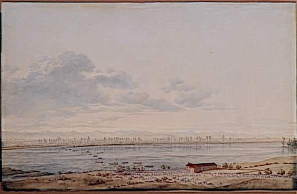 Vue du Pô à Noceto le 6 juin 1800 ; Passage de la rive gauche à la rive droite du Pô par les troupes françaises à Nocetto, pour marcher sur Plaisance le 6 juin 1800 (autre titre)_0
