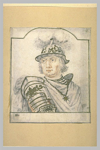 Portrait d'homme en armure et coiffé d'un casque à plumes_0