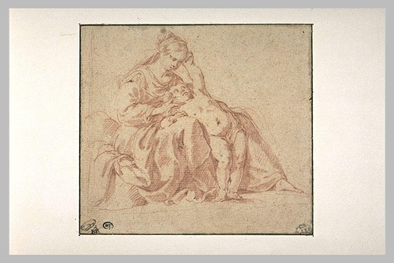 La Vierge assise soutenant la tête de l'Enfant Jésus_0