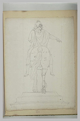 Statue équestre de Louis XIV, vue par derrière, avec indication des mesures_0