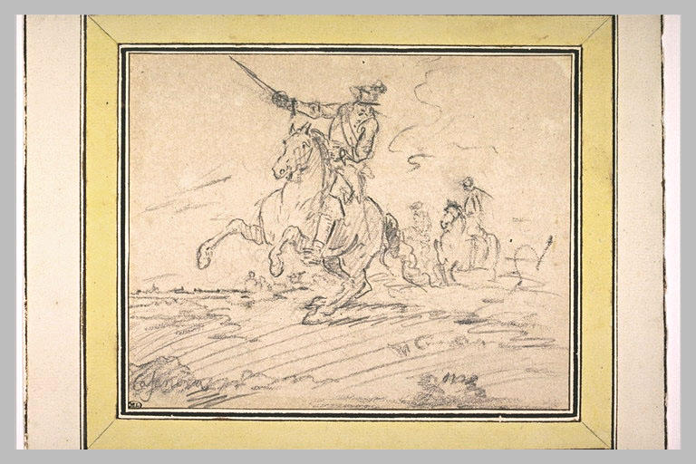 Officiers de cavalerie, dans un paysage_0