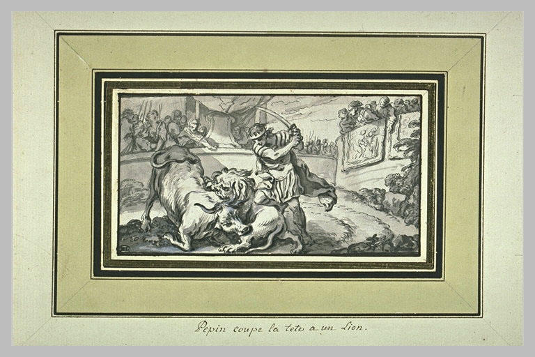 Pépin coupant la tête à un lion qui dévore un boeuf_0