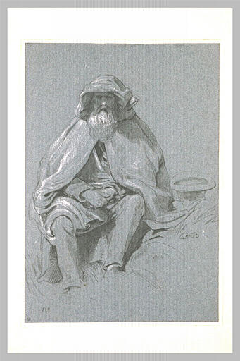 Vieil homme, vêtu d'une cape, assis_0