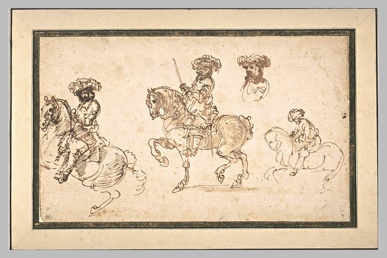 Trois cavaliers et une tête de guerrier_0