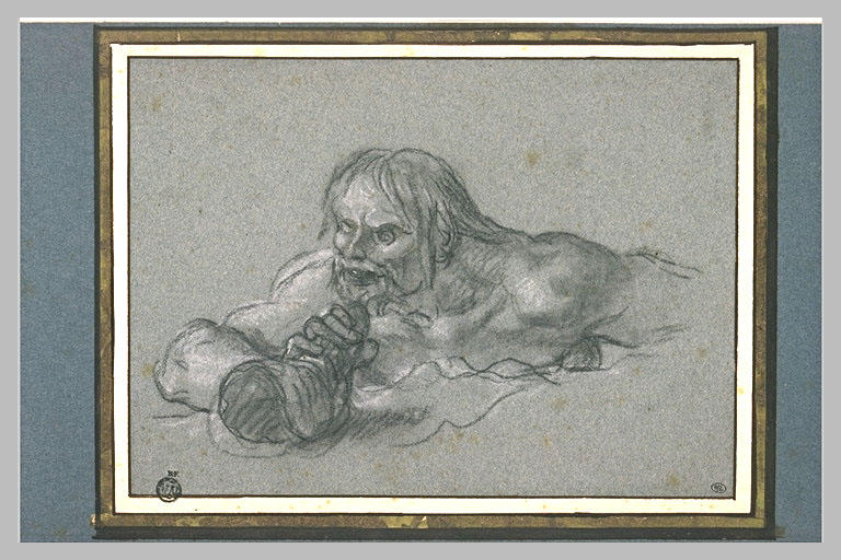 Un triton soufflant dans une conque_0
