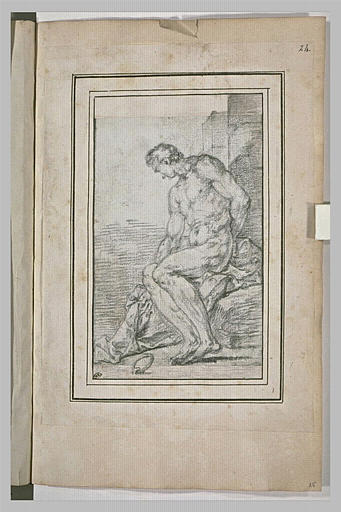Homme nu, assis le bras gauche derrière le dos_0