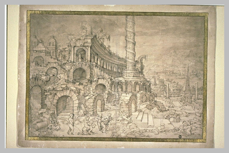 Enfants nus jouant dans des ruines_0
